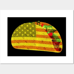 Patriotic Taco Lover USA American Flag Funny 4th of July Posters and Art